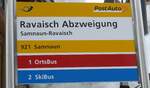 samnaun/747396/188777---postautoortsbusskibus-haltestellenschild---samnaun-ravaisch-ravaisch (188'777) - PostAuto/OrtsBus/SkiBus-Haltestellenschild - Samnaun-Ravaisch, Ravaisch Abzweigung - am 16. Februar 2018