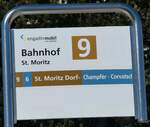 st-moritz/771179/233662---engadin-mobil-haltestellenschild---st (233'662) - engadin mobil-Haltestellenschild - St. Moritz, Bahnhof - am 10. Mrz 2022