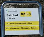 st-moritz/771180/233663---engadin-mobilpostauto-haltestellenschild---st (233'663) - engadin mobil/PostAuto-Haltestellenschild - St. Moritz, Bahnhof - am 10. Mrz 2022