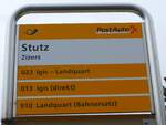 (179'982) - PostAuto-Haltestellenschild - Zizers, Stutz - am 4.