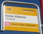 (203'775) - PostAuto-Haltestellenschild - Courgenay, Petite Gilberte - am 15. April 2019
