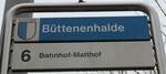 (149'006) - VBL-Haltestellenschild - Luzern, Bttenhalde - am 16. Februar 2014