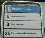 (164'872) - VBL-Haltestellenschild - Luzern, Brelstrasse - am 16.