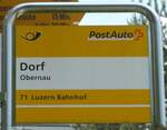(160'933) - PostAuto-Haltestellenschild - Obernau, Dorf - am 24.