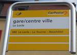 (203'615) - PostAuto-Haltestellenschild - Le Locle, gare/centre ville - am 13.
