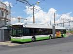 (151'467) - transN, La Chaux-de-Fonds - Nr. 140 - Hess/Hess Gelenktrolleybus (ex TN Neuchtel Nr. 140) am 12. Juni 2014 beim Bahnhof Marin