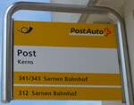 (160'925) - PostAuto-Haltestellenschild - Kerns, Post - am 24.
