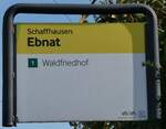 Schaffhausen/899733/281109---vbsh-haltestellenschild---schaffhausen-ebnat (281'109) - vb/sh-Haltestellenschild - Schaffhausen, Ebnat - am 10. Oktober 2025