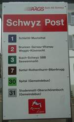 (148'131) - AAGS-Haltestellenschild - Schwyz, Post - am 23. November 2013