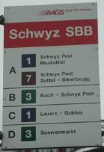 Schwyz/742897/148151---aags-haltestellenschild---schwyz-sbb (148'151) - AAGS-Haltestellenschild - Schwyz, SBB - am 23. November 2013