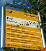 (146'853) - PostAuto-Haltestellenschild - Schnottwil, Post - am 31.