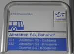 Altstatten/750015/209965---rtb-haltestellenschild---altstaetten-sg (209'965) - RTB-Haltestellenschild - Altsttten SG, Bahnhof - am 6. Oktober 2019