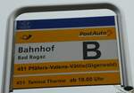 Bad Ragaz/760248/230554---postauto-haltestellenschild---bad-ragaz (230'554) - PostAuto-Haltestellenschild - Bad Ragaz, Bahnhof - am 12. November 2021