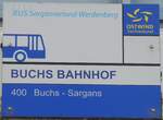 buchs-sg/744047/158545---bus-sarganserland-werdenberg-haltestellenschild-- (158'545) - BUS Sarganserland Werdenberg-Haltestellenschild - Buchs, Bahnhof - am 1. Februar 2015