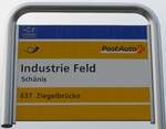 (166'062) - PostAuto-Haltestellenschild - Schnis, Industrie Feld - am 10.