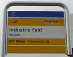 (166'063) - PostAuto-Haltestellenschild - Schnis, Industrie Feld - am 10.