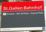 (133'252) - st.gallerbus-Haltestellenschild - St. Gallen, St. Gallen Bahnhof - am 13. April 2011