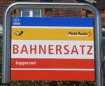 uznach-3/752412/227778---postauto-haltestellenschild---bahnersatz-- (227'778) - PostAuto-Haltestellenschild - BAHNERSATZ - am 4. September 2021 beim Bahnhof Uznach