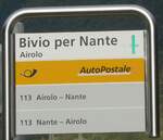(227'912) - PostAuto-Haltestellenschild - Airolo, Bivio per Nante - am 11. September 2021