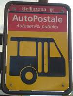(147'641) - PostAuto-Haltestellenschild - Bellinzona, Stazione - am 5.