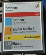 Bellinzona/755420/229128---tpbpostauto-haltestellenschild---bellinzona-stazione (229'128) - tpb/PostAuto-Haltestellenschild - Bellinzona, Stazione - am 14. Oktober 2021