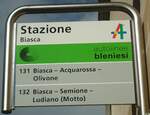 Biasca/742891/147866---autolinee-bleniesi-haltestellenschild---biasca (147'866) - autolinee bleniesi-Haltestellenschild - Biasca, Stazione - am 6. November 2013