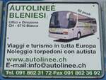 Biasca/743595/154813---plakat-fuer-die-autolinee (154'813) - Plakat fr die Autolinee Bleniesi am 1. September 2014 in Biasca, Garage