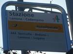 (210'568) - PostAuto-Haltestellenschild - Lamone - Cadempino, Stazione - am 26. Oktober 2019