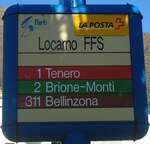 (147'605) - Fart/PostAuto-Haltestellenschild - Locarno, FFS - am 5. November 2013
