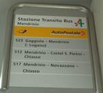 (147'819) - PostAuto-Haltestellenschild - Mendrisio, Stazione Transito Bus - am 6.