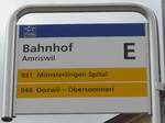 Amriswil/749236/201974---postauto-haltestellenschild---amriswil-bahnhof (201'974) - PostAuto-Haltestellenschild - Amriswil, Bahnhof - am 4. Mrz 2019