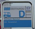 (248'525) - BUS OBERTHURGAU-Haltestellenschild - Amriswil, Bahnhof - am 13.