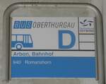Arbon/808223/247336---bus-oberthurgau-haltestellenschild---arbon (247'336) - BUS OBERTHURGAU-Haltestellenschild - Arbon, Bahnhof - am 17. Mrz 2023