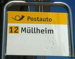 (129'092) - PostAuto-Haltestellenschild - Frauenfeld, Bahnhof - am 22.