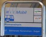 (169'948) - WilMobil/regiobus/AOT-Haltestellenschild - Romanshorn, Bahnhof - am 12.