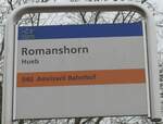 (177'025) - AOT-Haltestellenschild - Romanshorn, Hueb - am 7. Dezember 2016