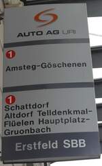 Erstfeld/745616/169454---auto-ag-uri-haltestellenschild-- (169'454) - AUTO AG URI-Haltestellenschild - Erstfeld, SBB - am 25. Mrz 2016