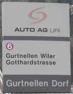 (216'549) - AUTO AG URI-Haltestellenschild - Gurtnellen, Dorf - am 20. April 2020