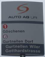 (216'556) - AUTO AG URI-Haltestellenschild - Gurtnellen Wiler, Gotthardstrasse - am 20. April 2020