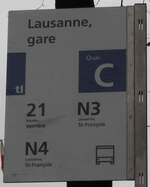 (233'961) - tl-Haltestellenschild - Lausanne, gare - am 13. Mrz 2022