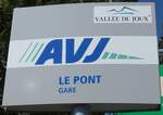 (161'357) - AVJ-Haltestellenschild - Le Pont, Gare - am 28. Mai 2015