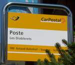 (183'979) - PostAuto-Haltestellenschild - Les Diablerets, Poste - am 24.