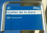 Montreux/742778/147343---vmcv-haltestellenschild---montreux-escalier (147'343) - VMCV-Haltestellenschild - Montreux, Escalier de la Gare - am 22. September 2013