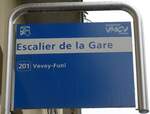 Montreux/745696/170164---vmcv-haltestellenschild---montreux-escalier (170'164) - VMCV-Haltestellenschild - Montreux, Escalier de la Gare - am 18. April 2016