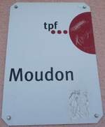 moudon/740803/135559---tpf-haltestellenschild-moudon-moudon-- (135'559) - tpf-Haltestellenschild, Moudon, Moudon - am 20. August 2011