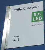 (228'822) - Bus LEB-Haltestellenschild - Prilly, Prilly-Chasseur - am 11.