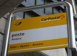 (178'959) - PostAuto-Haltestellenschild - Anzre, poste - am 12.
