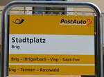 Brig/743175/149681---postauto-haltestellenschild---brig-stadtplatz (149'681) - PostAuto-Haltestellenschild - Brig, Stadtplatz - am 20. April 2014