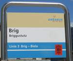Brig/743176/149684---ortsbus-haltestellenschild---brig-briggustutz (149'684) - ORtSBUS-Haltestellenschild - Brig, Briggustutz - am 20. April 2014