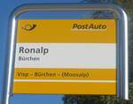 (208'974) - PostAuto-Haltestellenschild - Brchen, Ronalp - am 18. August 2019